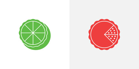 Obraz premium Green lime and red pizza slice slices