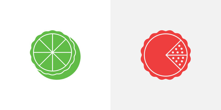 Green lime and red pizza slice slices