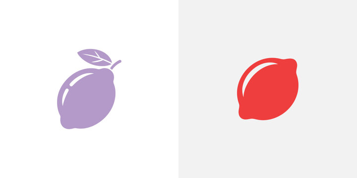 Purple and red mango fruits illustration on white