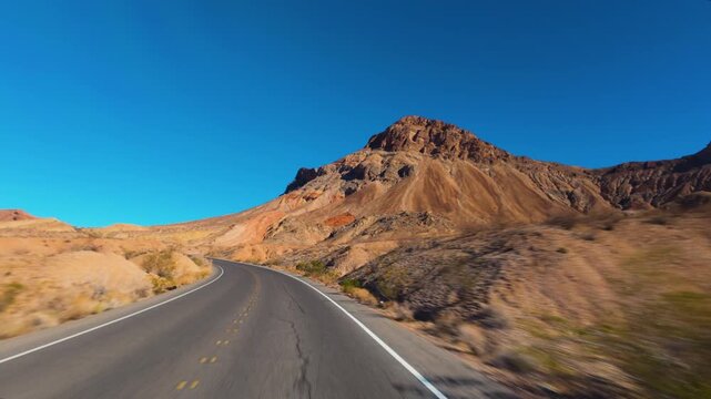 Driving Lake Mead National Recreation Area, Nevada Desert Road, POV