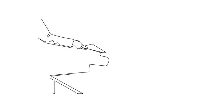 Bank Consultant Explaining Financial Services Plan. Banking Concept. Single line draw design Video 4k. Footage graphic illustration