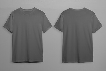 Gray t-shirt front back view, suitable as mockup