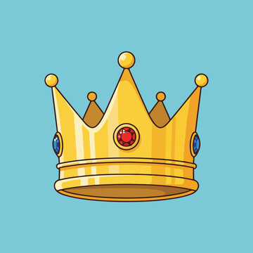 A golden crown with gems on a blue background