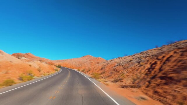 Driving Lake Mead National Recreation Area, Nevada Desert Road, POV