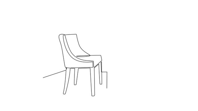 Elegant Chair And Side Table. Home Interior Concept Concept. Single line draw design Video 4k. Footage graphic illustration