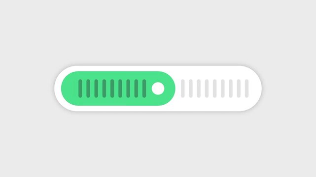 A wide toggle switch component shown in the active on state with a vivid green filled track and white circular thumb positioned to the right