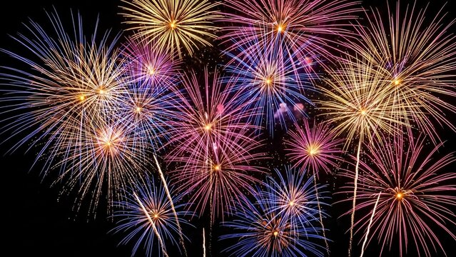 Colorful Fireworks Display Illuminating Night Sky Celebrating Festive Event and Creating Spectacular Visuals for Joy and Celebration in a Vibrant Scene