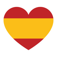 Fototapeta premium Heart shaped symbol with spanish flag colors on white background