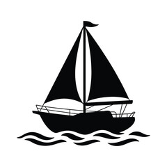 Fototapeta premium Black sailboat icon on water