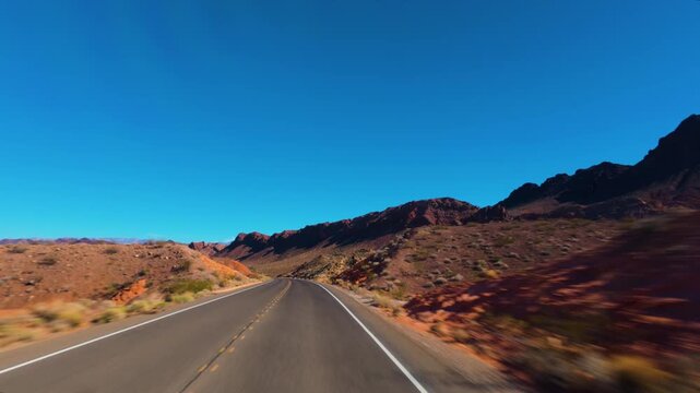 Driving Lake Mead National Recreation Area, Nevada Desert Road, POV
