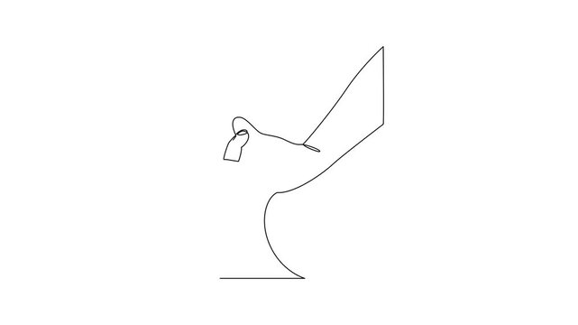 Hands Holding Smartphone During Meditation Session. Meditation Concept. Single line draw design Video 4k. Footage graphic illustration