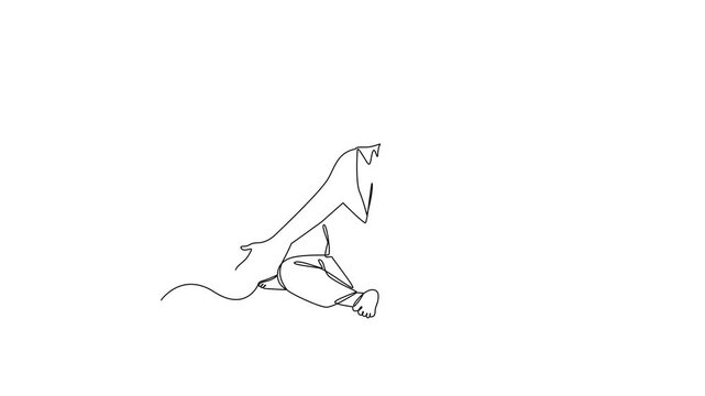 Relaxed Man Practicing Outdoor Meditation Pose. Meditation Concept. Single line draw design Video 4k. Footage graphic illustration