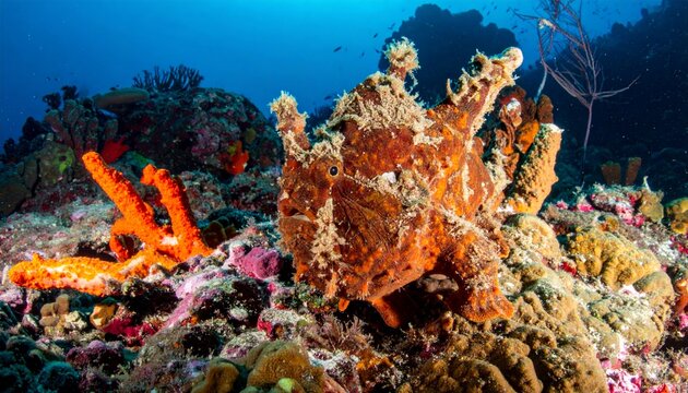 Vibrant coral reef with sea fans.