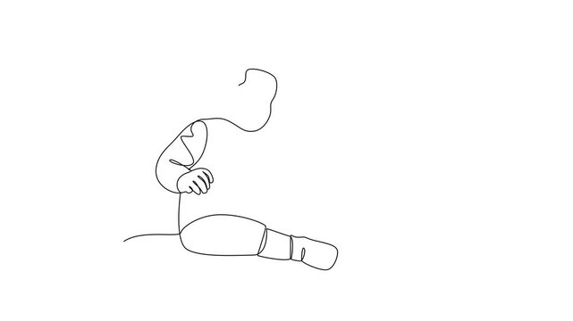 Baby Playing With Toy Stacking Rings. Baby activity Concept. Single line draw design Video 4k. Footage graphic illustration