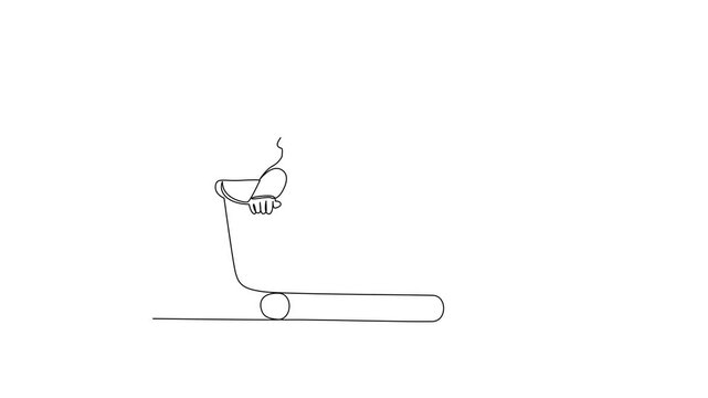 Baby Sitting Inside Bathtub During Bath. Baby activity Concept. Single line draw design Video 4k. Footage graphic illustration