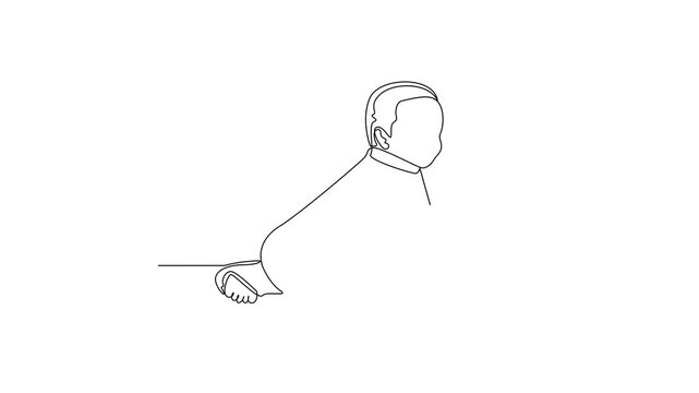 Baby Sitting Relaxed On Floor Side. Baby activity Concept. Single line draw design Video 4k. Footage graphic illustration