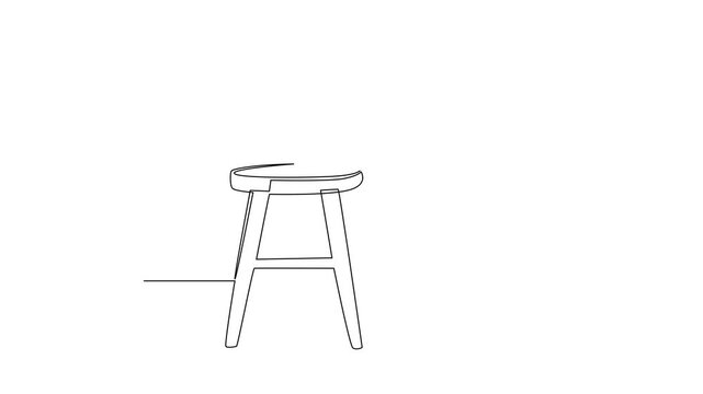 Baby Standing And Holding Small Table. Baby activity Concept. Single line draw design Video 4k. Footage graphic illustration