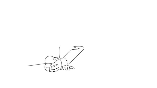 Crawling Baby Reaching For Toy Ball. Baby activity Concept. Single line draw design Video 4k. Footage graphic illustration