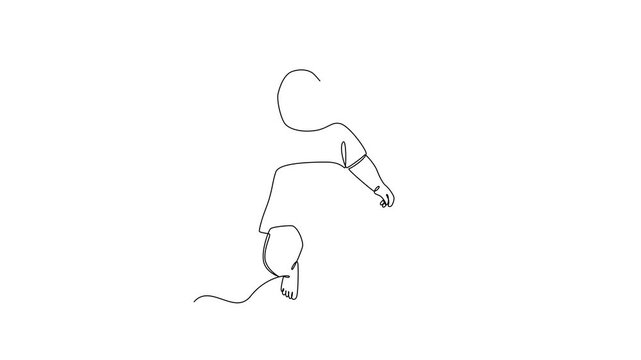 Cute Toddler Girl Standing Wearing Dress. Baby activity Concept. Single line draw design Video 4k. Footage graphic illustration