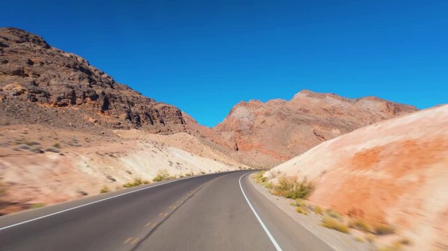 Driving Lake Mead National Recreation Area, Nevada Desert Road, POV