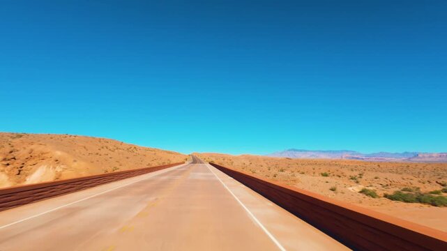 Driving Lake Mead National Recreation Area, Nevada Desert Road, POV