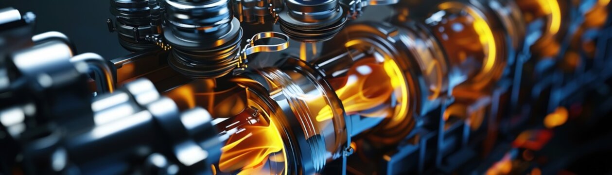 A closeup view of a car engine, with pistons firing and valves opening, showcasing the raw power within cute car