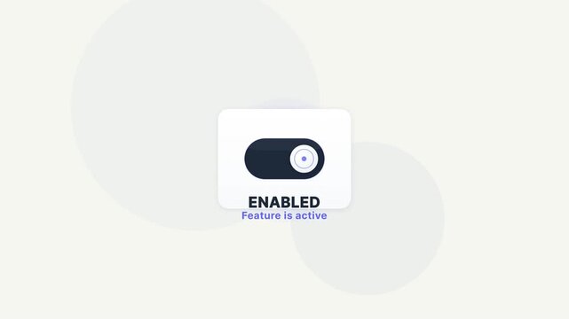 Minimal enabled toggle switch interface with rounded design and soft shadow on light background
