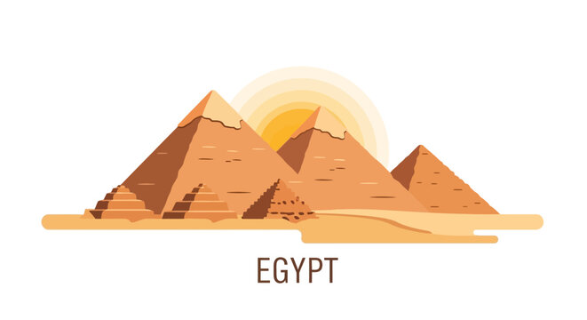 Egyptian Pyramids Under a Setting Sun