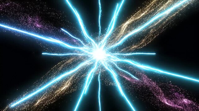 Two parallel glowing blue energy lines on black background