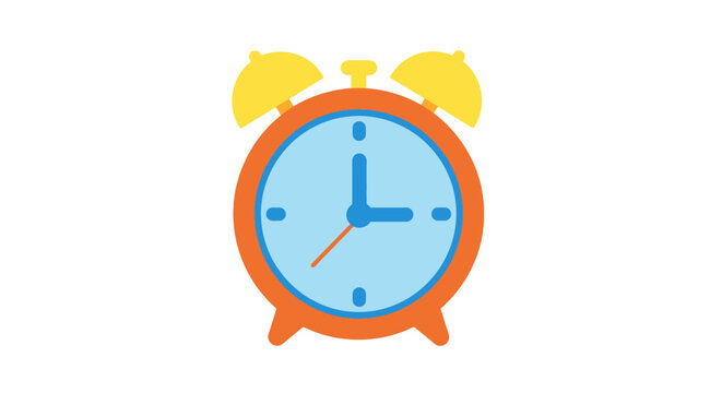 Vibrant cartoon alarm clock icon set to three o'clock, symbolizing morning wake-up and the concept of time management and schedules