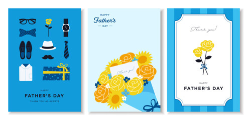 Fototapeta na wymiar 父の日のギフトモチーフとバラの花の装飾フレームのベクターイラストセット 背景　カード