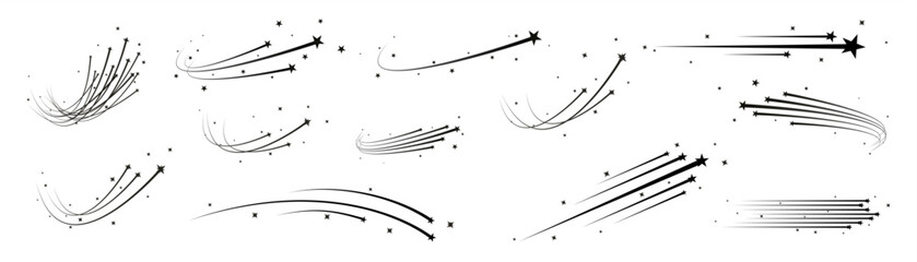 star comet A collection of various black arrows and lines on a white background © Md