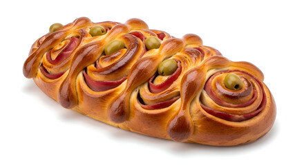 Fototapeta premium Delicious sweet bread with fruit topping.