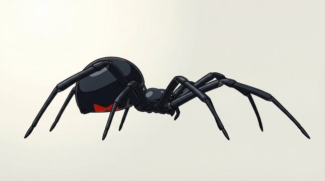 Black Widow Spider Vector Illustration with Red Hourglass