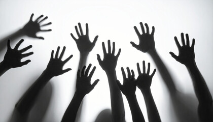 Obraz premium Creepy Hand Shadows with Long Fingers Reaching in Dark Backlight