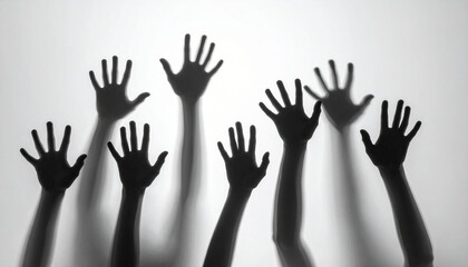 Obraz premium Creepy Hand Shadows with Long Fingers Reaching in Dark Backlight