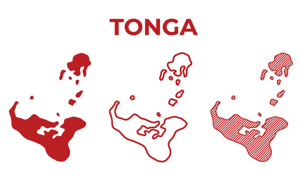 Vector illustration of Tonga map in different colors and styles