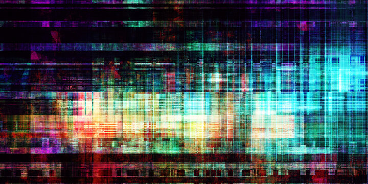 Cyberpunk Dystopian Grid With Corrupted Data Fragments