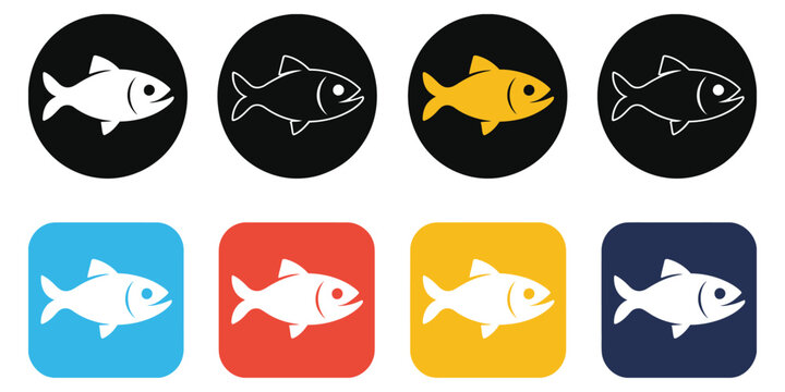 Fish or seafood flat icon for food apps and websites, colorful fish symbol vector illustration.