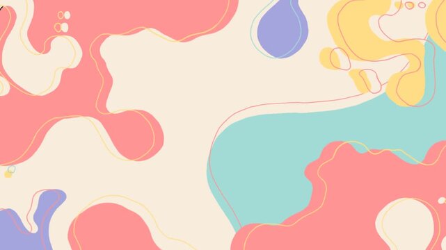 Soft pastel abstract wave motion seamless loop with organic hand drawn shapes calm minimal aesthetic background.