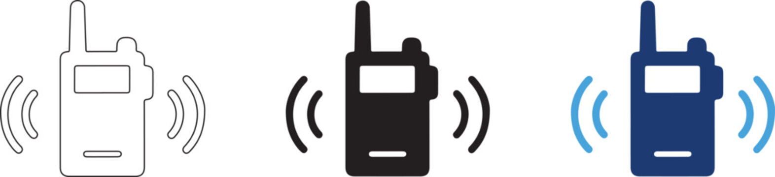 Vector graphic illustration of walkie talkies in different colors and designs for communication needs