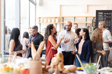 Naklejka premium Lively cafe social gathering event.