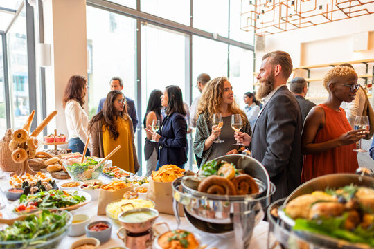 Lively corporate networking event gathering