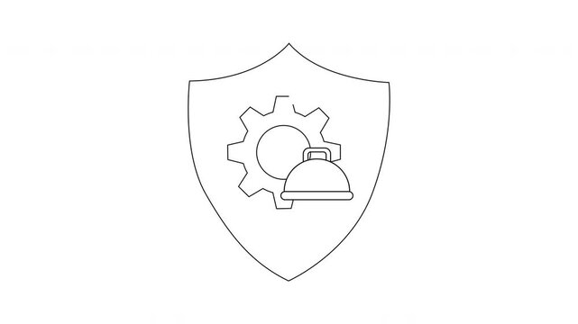 Shield with Gear and Food Cover Icon Animation Concept.