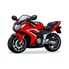 Obraz premium Cartoon Sport Motorcycle Flat Vector Illustration Isolated on White Background