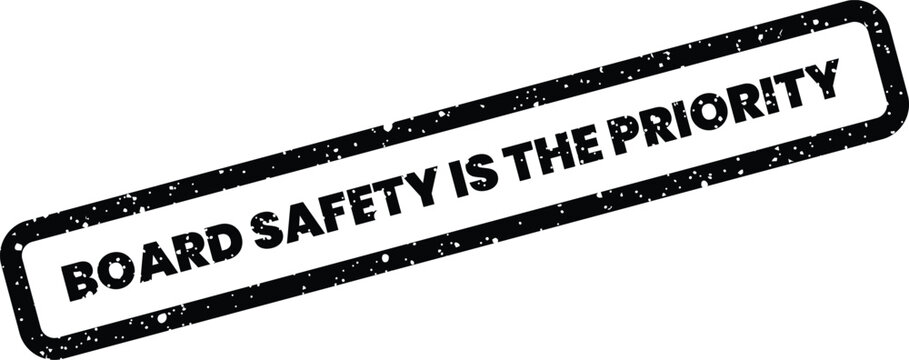 Distressed rectangular board safety is the priority grunge rubber stamp for critical corporate directives