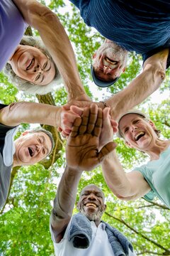 Joyful seniors unity outdoors