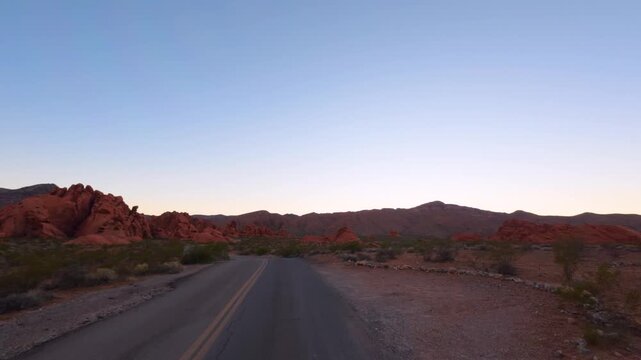 Valley of Fire Nevada POV Drive at Twilight