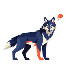 Fototapeta premium A blue and white wolf with an orange thought bubble