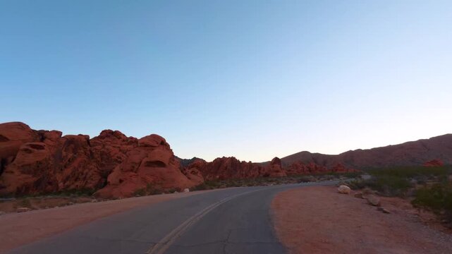 Valley of Fire Nevada POV Drive at Twilight